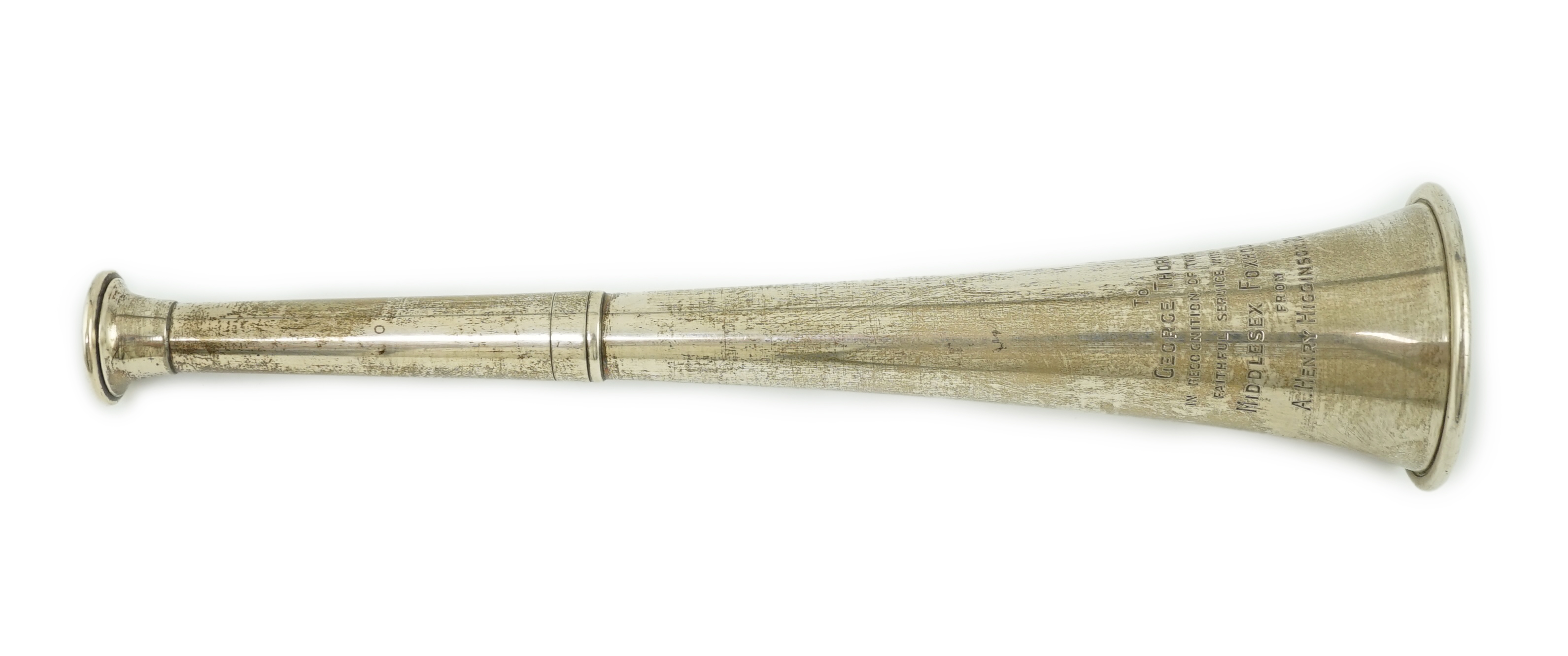 A George V silver hunting horn